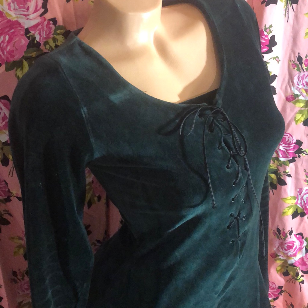 Betsey Johnson Velvet Dress Peasant Medieval Vtg
